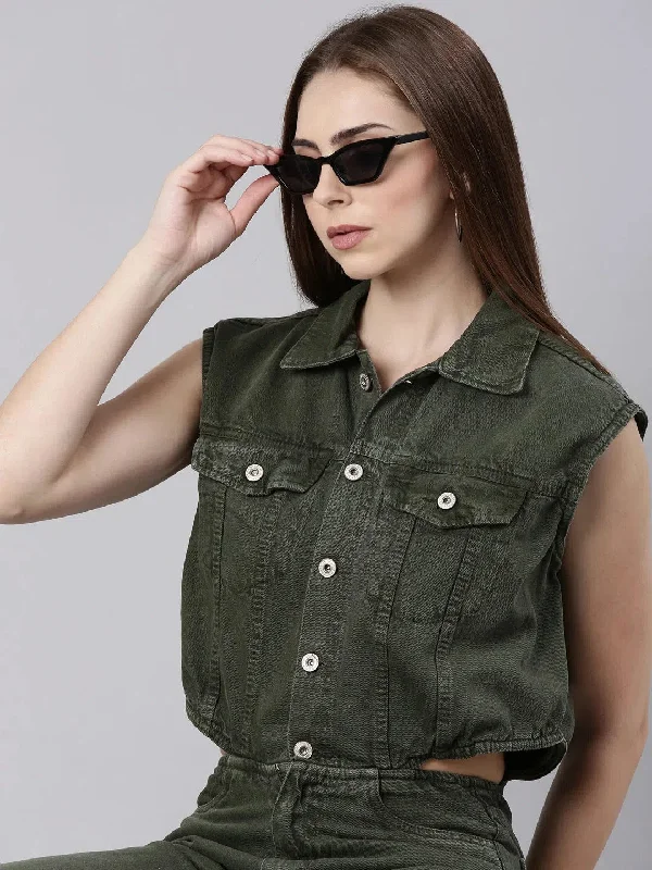 Stylish Women's Apparel Women Solid Olive Basic Jumpsuit-GZ-5608-Olive