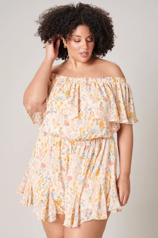 Flash Sales French Country Floral Off the Shoulder Besame Romper Curve