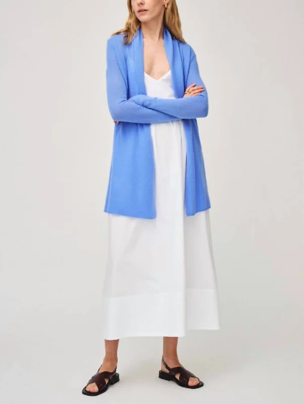 Women's Clothes for All-Day Comfort and Style Cashmere Trapeze Cardigan In Cornflower Blue