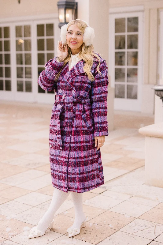 Fashion-forward Women's Clothing Holly Plaid Coat in Violet - FINAL SALE