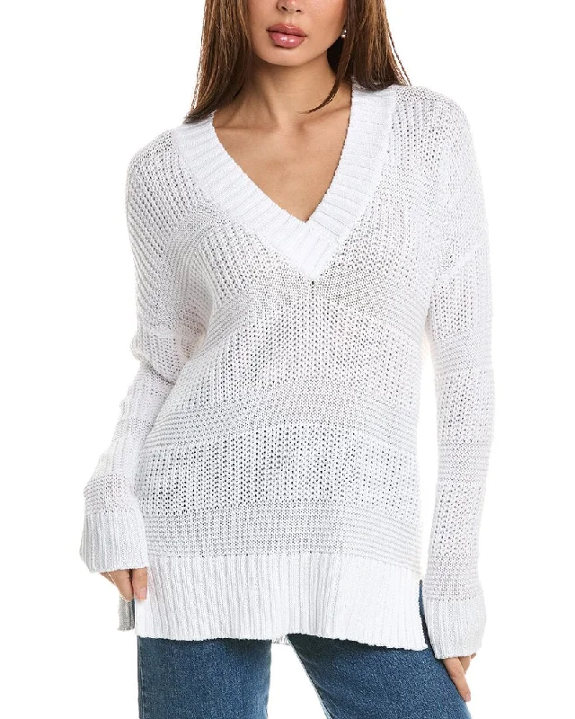 Everyday Basics Forte Cashmere Easy Textured V-Neck Sweater