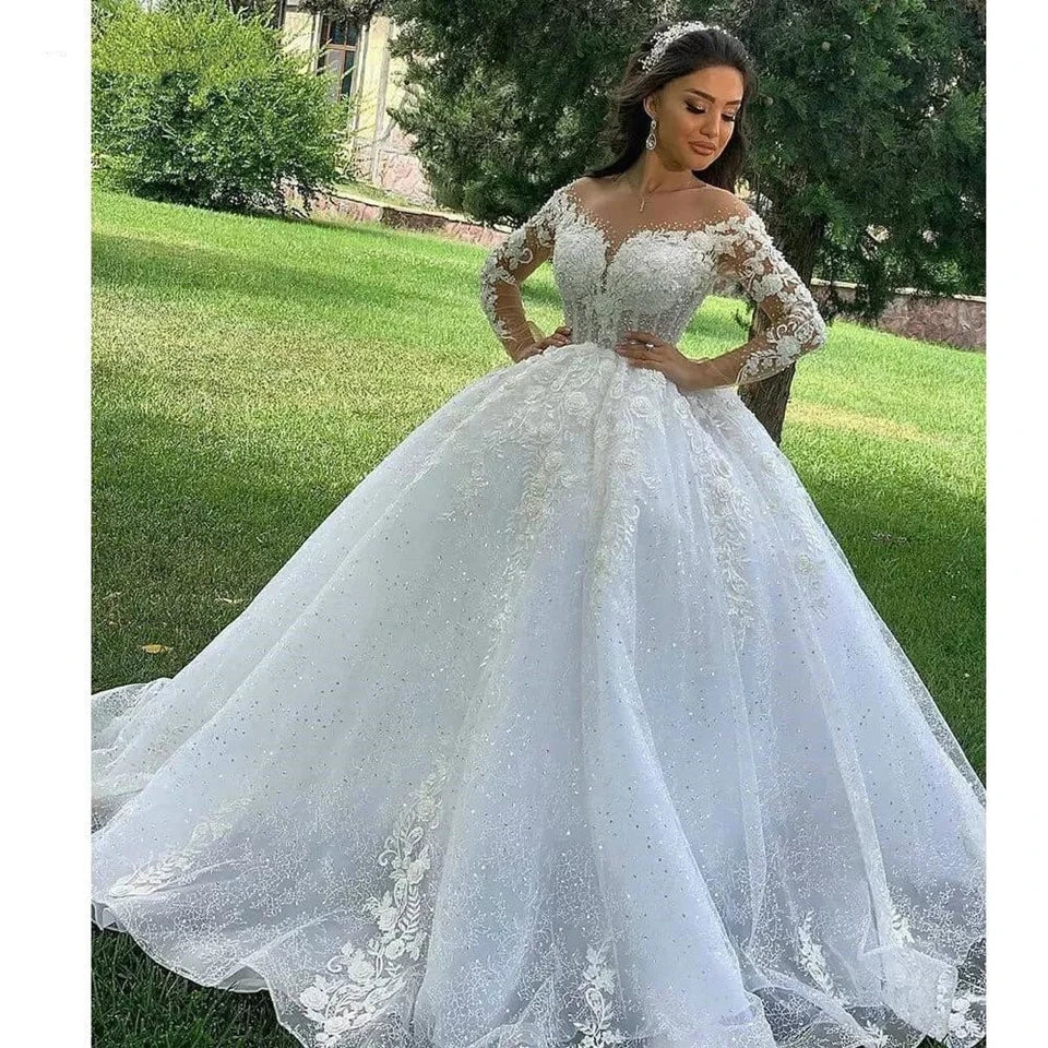 Elevate Your Wardrobe A-Line Wedding Dresses Women Elegant Long Bride Dress Lace Appliques Vestidos De Novia Long Sleeves Luxury Wedding Gowns