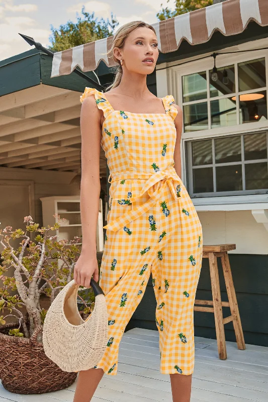 Chic And Edgy Pineapple Punch Wide Leg Sleeveless Jumpsuit