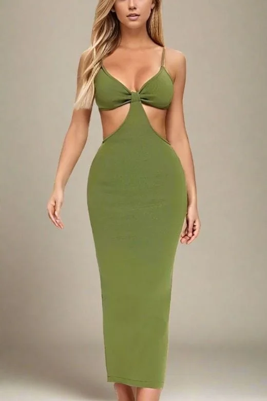 Classic Women's Fashion Aria Bodycon Day Maxi Dress - Emerald Green