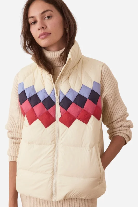 All Season Basics Discount Marine Layer Archive Multi Fair Isle Puffer Vest in Antique White