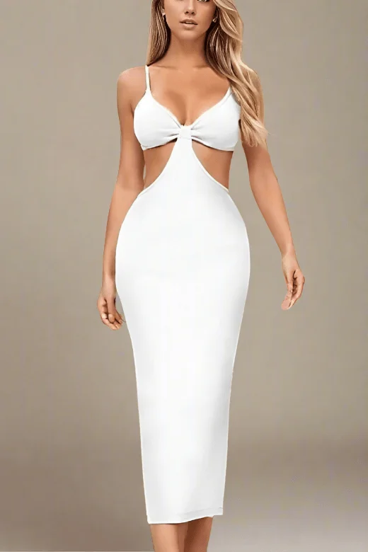 Evening Looks Aria Bodycon Day Maxi Dress - Pearl White