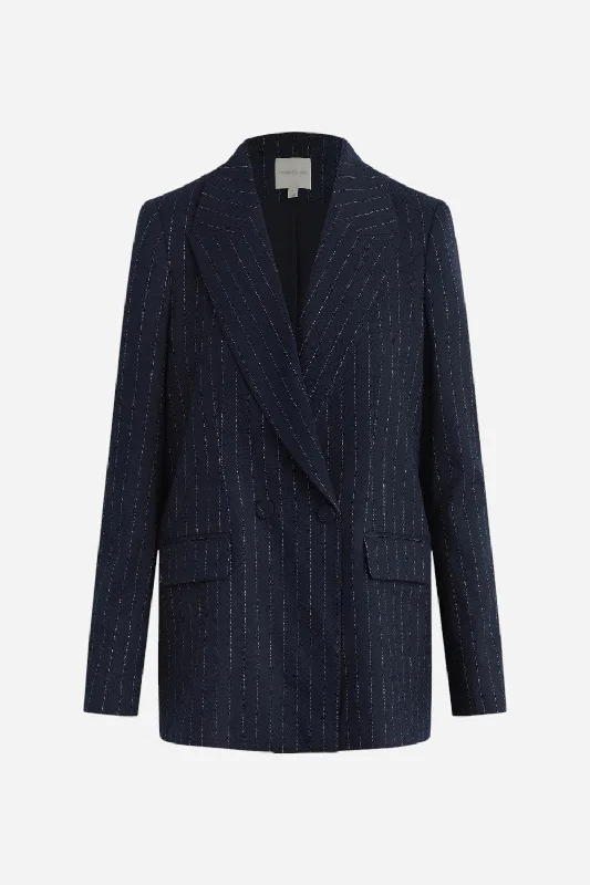 All Season Fashion Collection Favorite Daughter The Suits You Blazer Navy Pinstripe