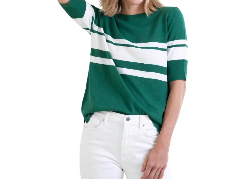 Your Timeless Wardrobe Awaits Court Short Sleeve Sweater In Emerald