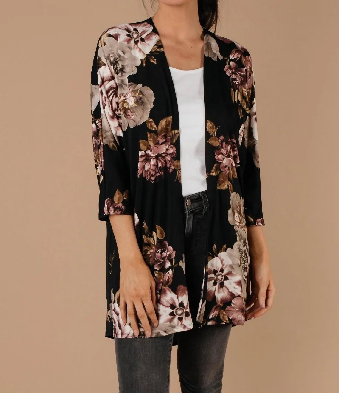 Seasonal Sale Dora Floral Cardigan In Black