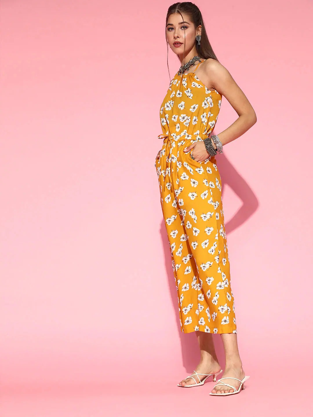 Casual Style for Busy Women Women Printed Standard Mustard Jumpsuits & Sets