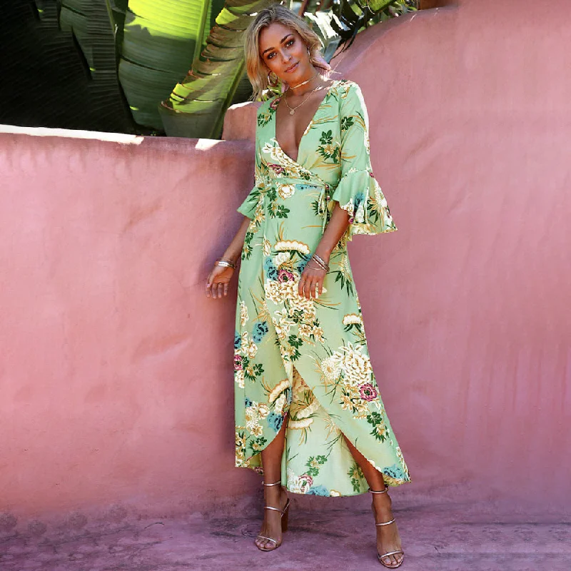 Flash Sale Online Israella Floral Wrap Maxi Dress - Sage - FINAL SALE