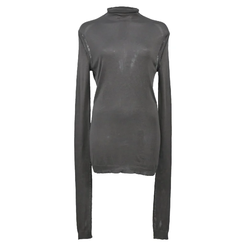 Holiday Special Offers Ann Demeulemeester Oversized Sleeve Turtleneck Top in Grey Rayon