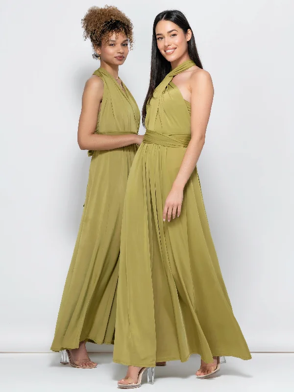 The Epitome Of Modern Women's Fashion Twist & Tie Multiway Bridesmaid Maxi Dress with Bandeau, Olive Green