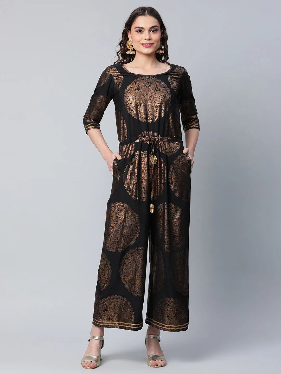 Sales Clothes Women Paisley Standard Black Jumpsuits & Sets