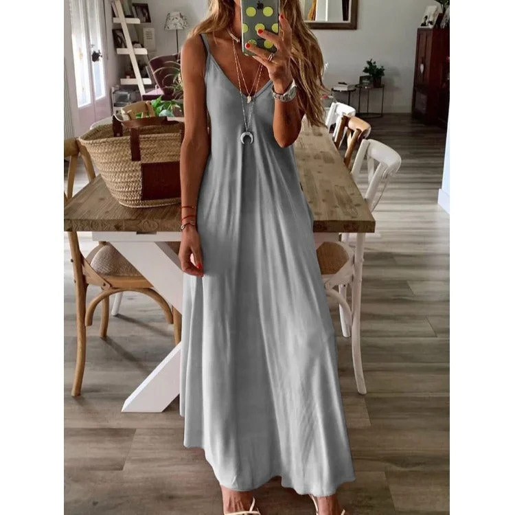 Unique Women's Fashion Pieces Empire Satin Maxi Dress - Olive