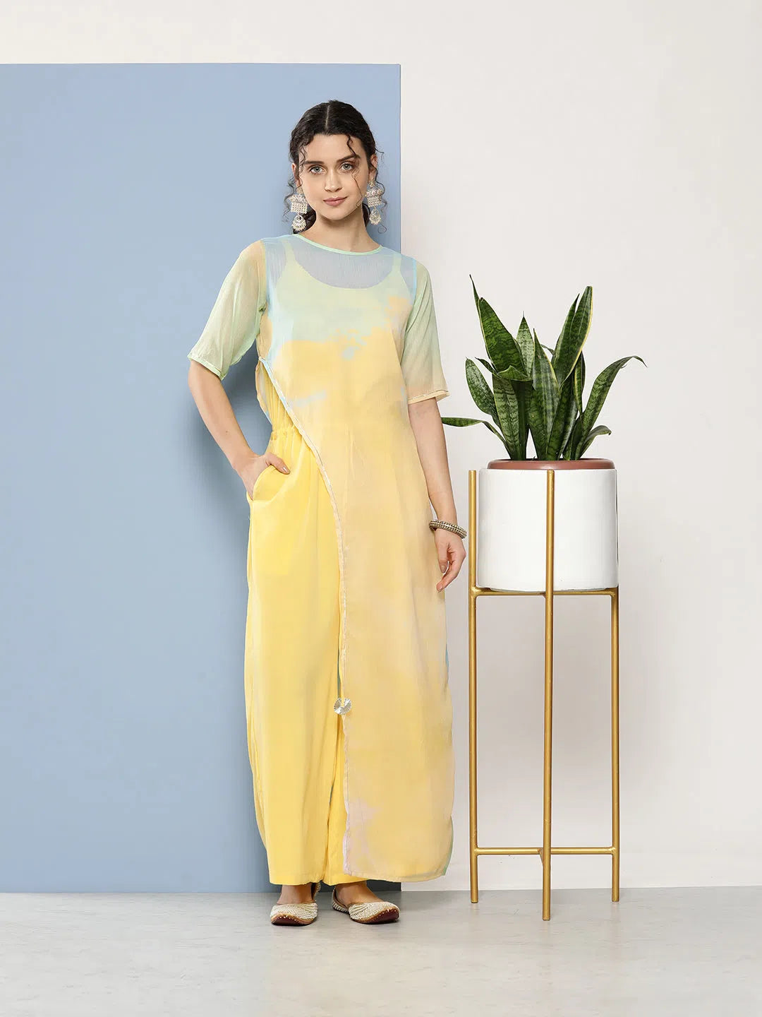 Discount Price Women Printed Standard Yellow Jumpsuits & Sets