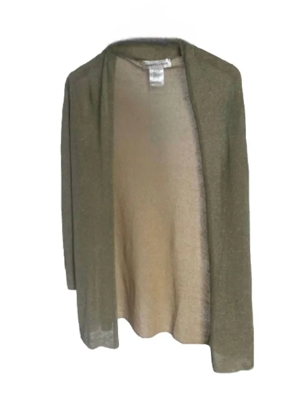 Chic Casual Wardrobe Essentials Long Sleeve Open Cardigan In Wood Sage+Gold