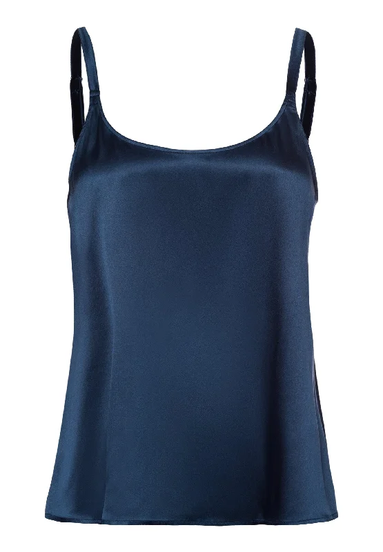 Unique Women's Fashion Pieces Grand Central Relaxed Silk Camisole | Mystic Blue 77380-1652