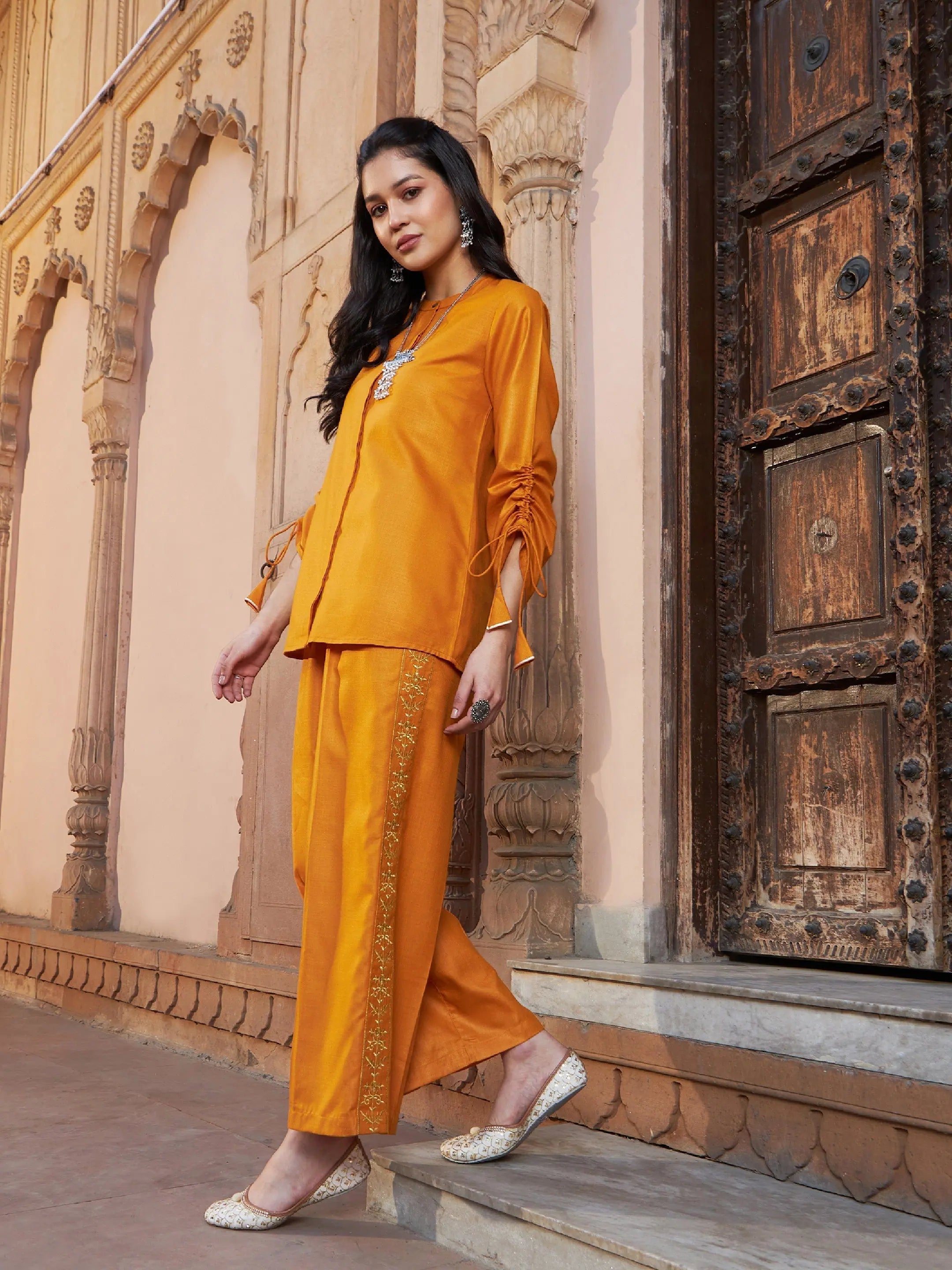 Casual Fashion Trends for Women Women Embroidered Standard Mustard Jumpsuits & Sets