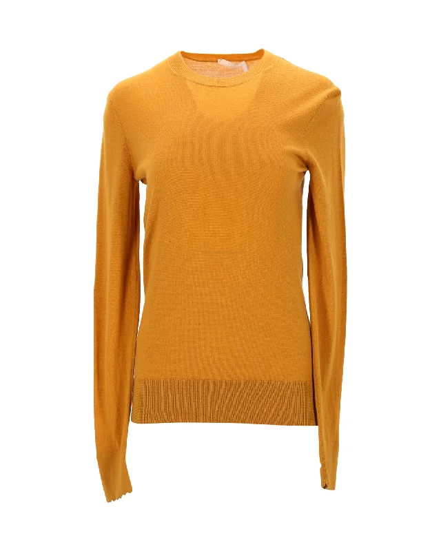 Sophisticated Women's Fashion Chloe Crewneck Sweater in Mustard Yellow Wool