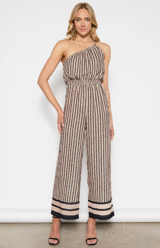 Bold Fashion Style State Geo Print Jumpsuit Mocha