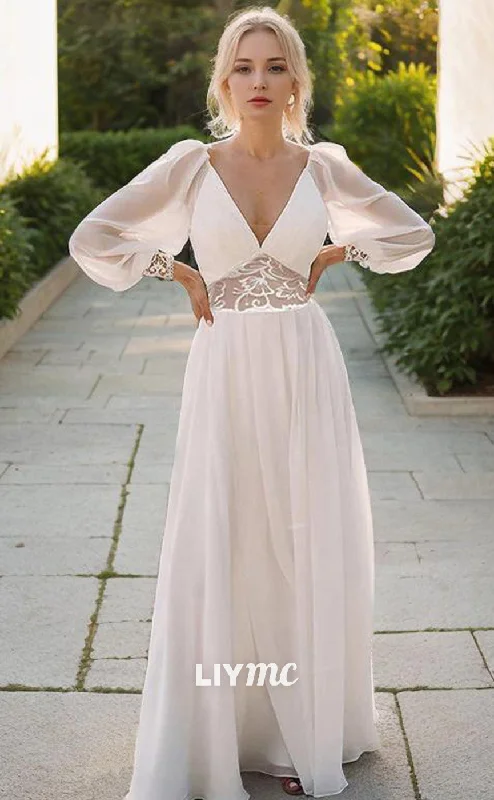 Sophisticated Style LW638 - A-line Princess V-neck Floor-Length Chiffon Wedding Dress