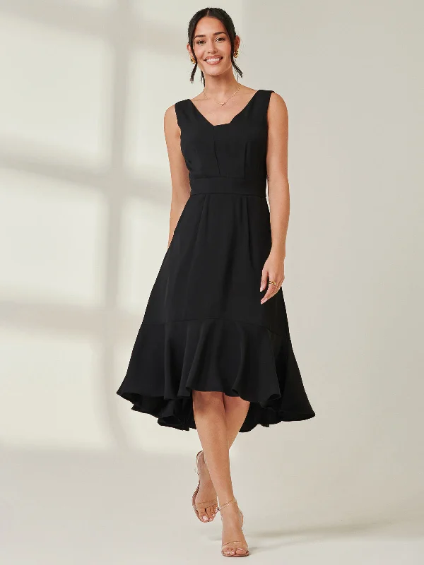 Limited Time Deal Jolie Moi Palmer Dip Hem Shift Dress, Black