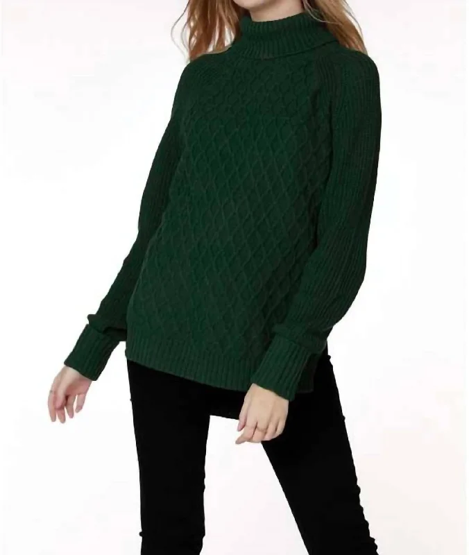 Comfortable Clothes Raglan Turtleneck Sweater In Hunter