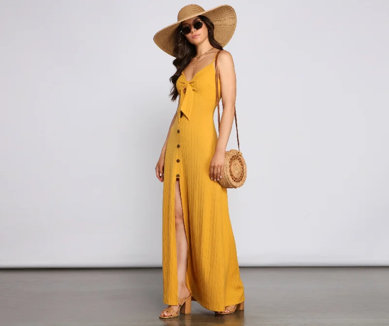 Versatile Women's Clothing for All Occasions Casual Glam Ribbed Charming Knit Maxi Dress