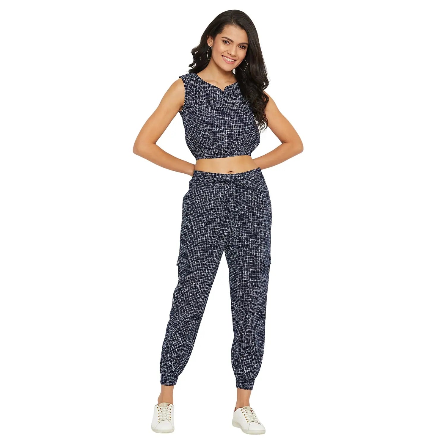 Gift Ideas Women Printed Standard Navy Blue Jumpsuits & Sets