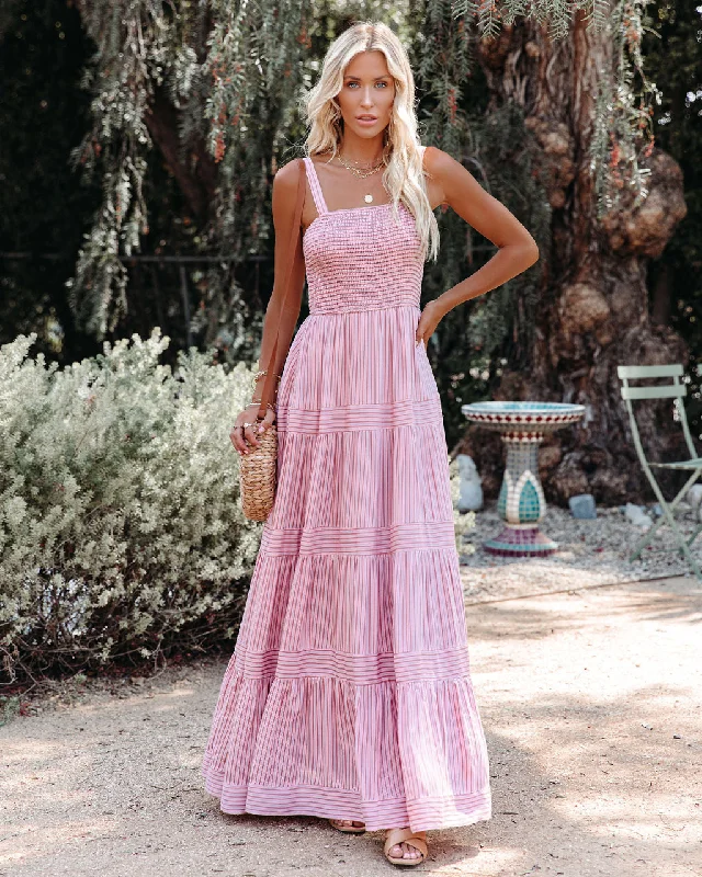 The Latest Trends At Sea Cotton Blend Smocked Maxi Dress - Pink