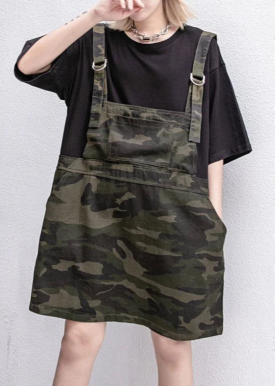 Chic Casual Style Style Camouflage Cotton clothes false two pieces Plus Size summer Dresses