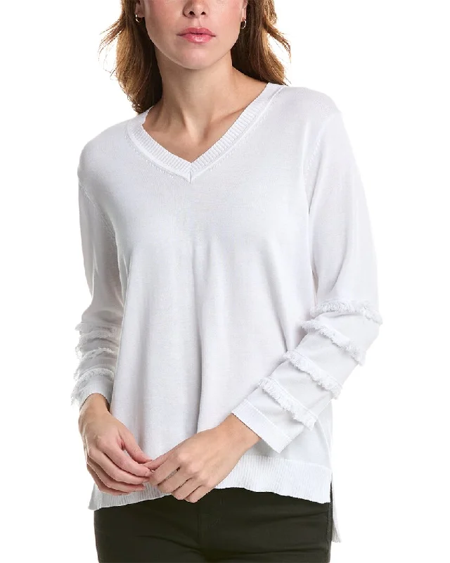 Durable Fashion Picks Edinburgh Knitwear Fringe V-Neck Sweater