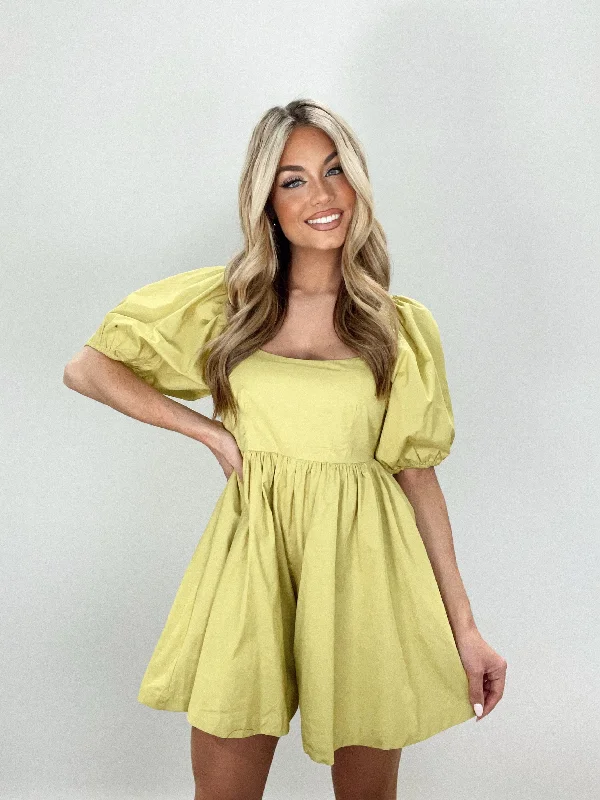 End Of Season Clearance Lime Babydoll Romper