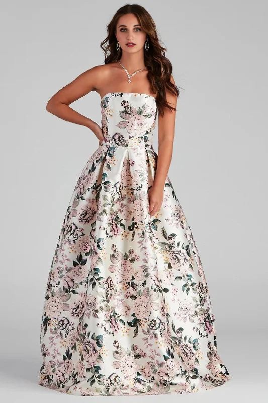 Trendy Women's Outfits for Casual Wear Holland Strapless Floral Ball Gown