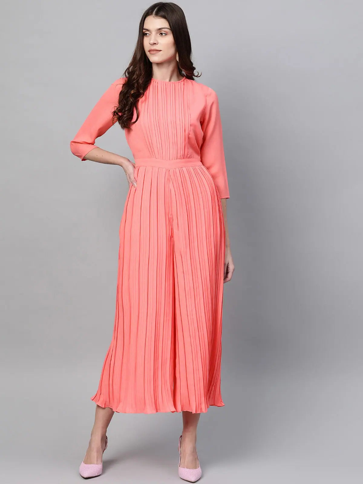 Break Fashion Norms Solid Pleated Elegant Jumpsuit