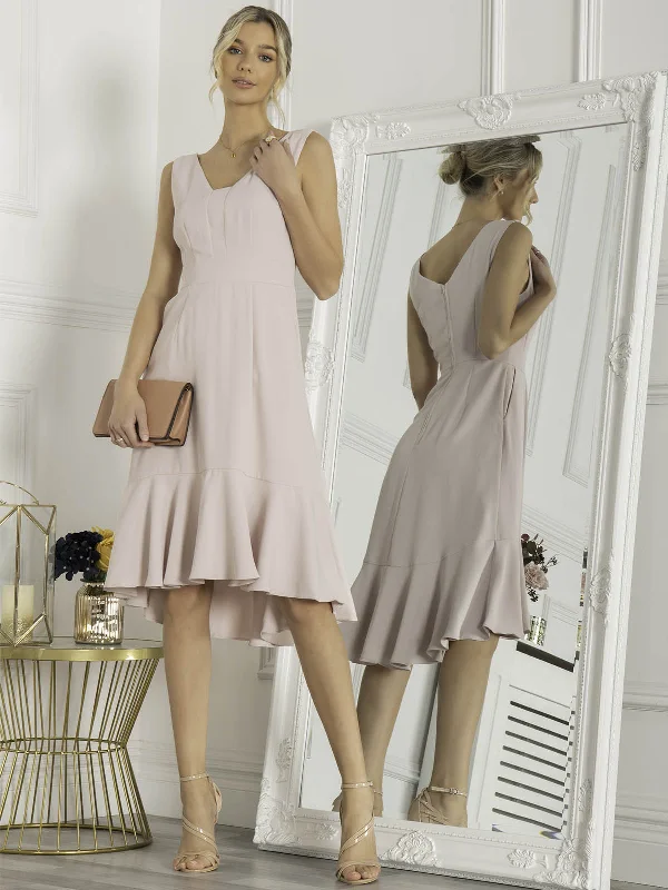 Holiday Glam Jolie Moi Palmer Dip Hem Shift Dress, Pink