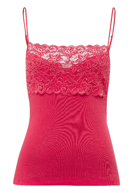 Clearance Sale Online Luxury Moments Wide Lace Cotton Camisole | Geranium 71448-1399