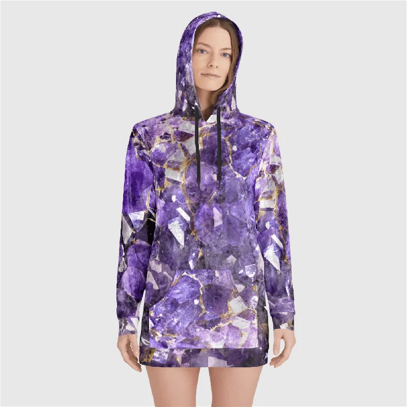 Holiday Special Offers Amethyst Aura Womens Velvet Hoodie Dress