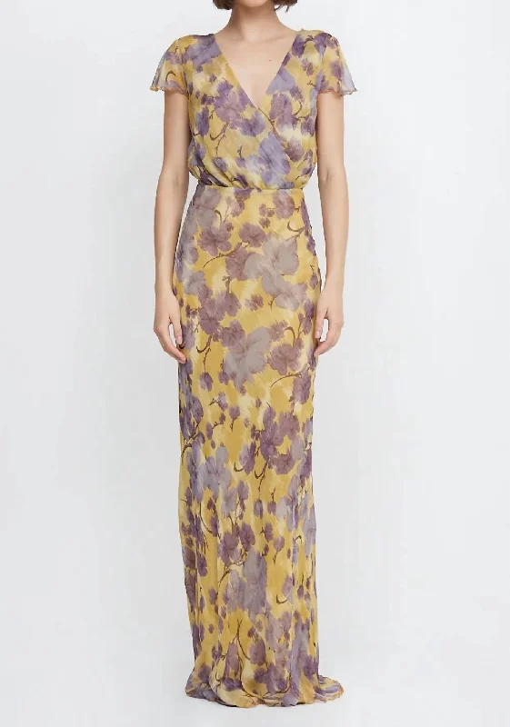 Clothing Sales Bernadette Wrap Maxi Dress In Golden Violet