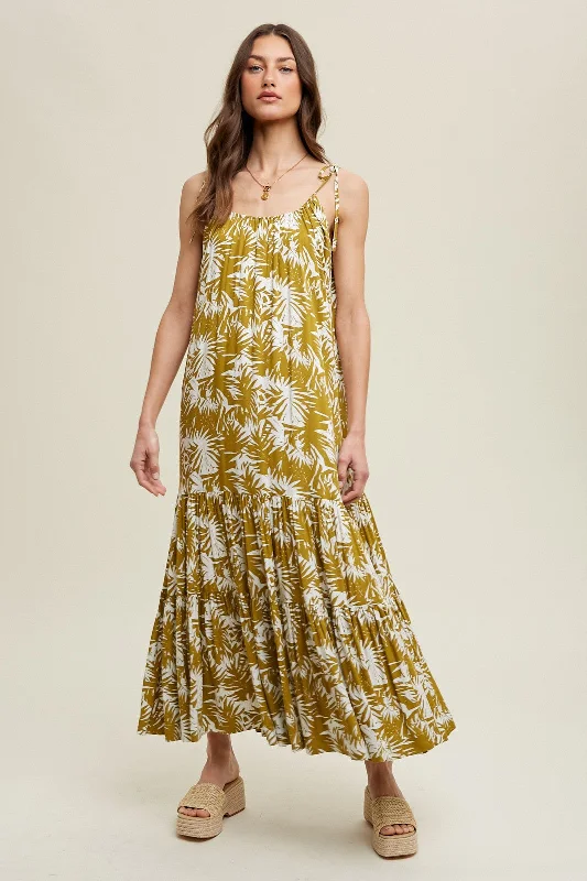 Browse Our Top Products Dark Yellow Printed Maxi Dress