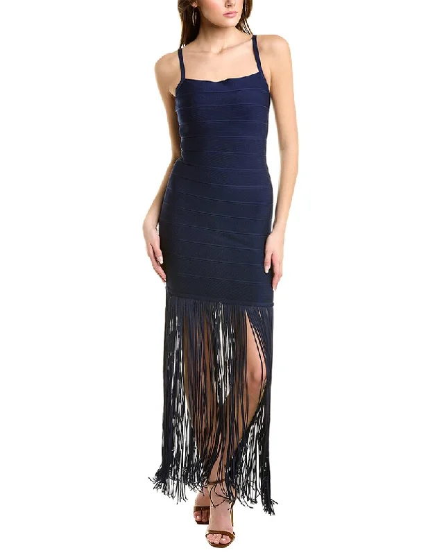 Best Online Boutiques Hervé Léger Banded Fringe Gown