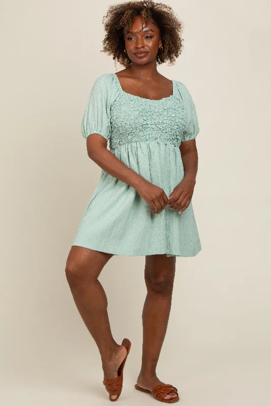 Affordable Fashion for Women Mint Green Textured Bodice Dress