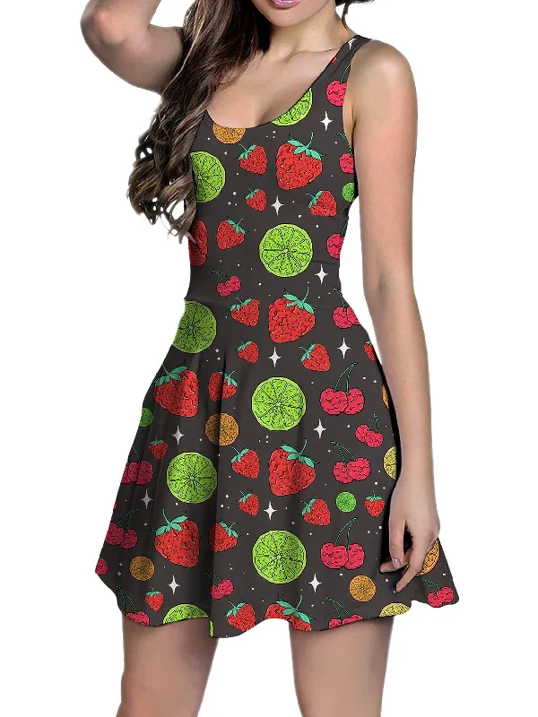 Women Clothing Neon Fruity Drip (Ash Grey) Racerback Tank Dress