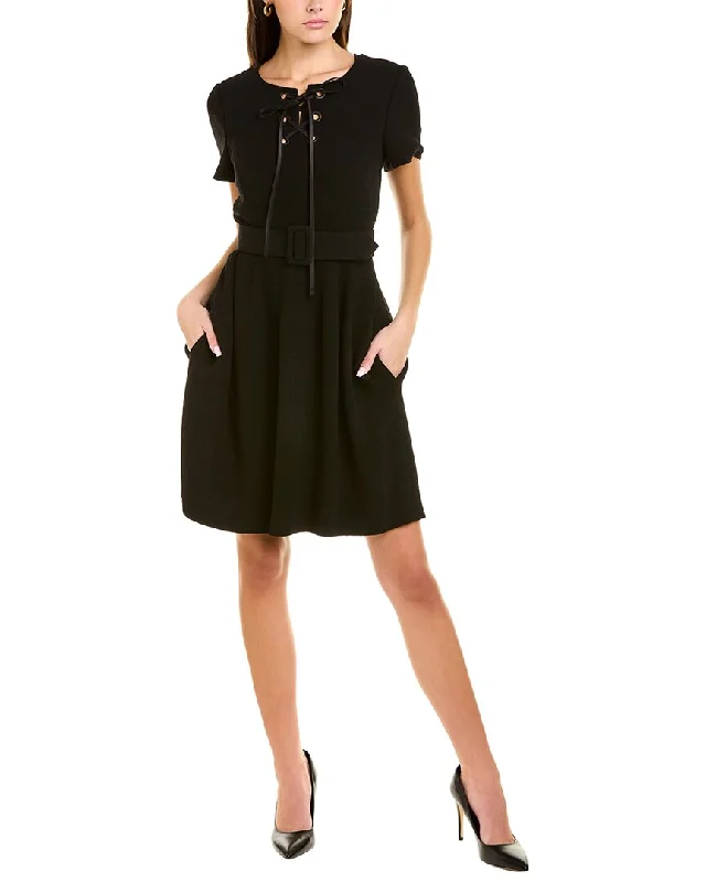 Unleash Your Style Oscar de la Renta Lace-Up Wool A-Line Dress