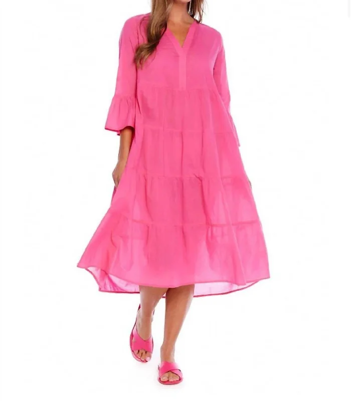 Plus Size Women's Fashion Portland Midi Dress in Pink