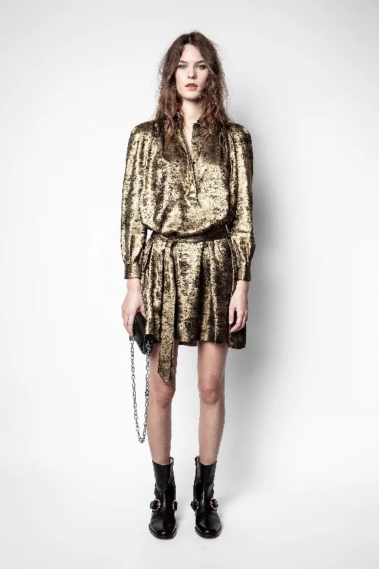 Wardrobe Essentials Retouch Gold Foil Dress