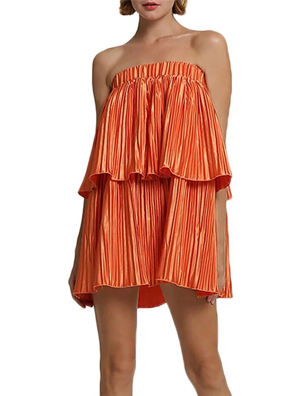 Women's Clothes for All-Day Comfort and Style Reveries Womens Strapless Pleated Mini Dress