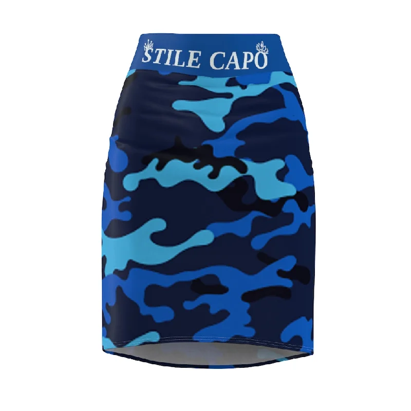 Style Breakthroughs STILE CAPO QUEENS BLUE CAMO PENCIL SKIRT.