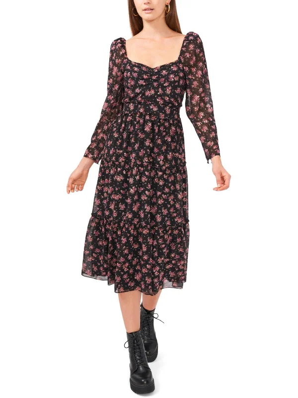 Mega Sales Womens Chiffon Floral Midi Dress